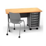 d single pedestal left desk 6 / open